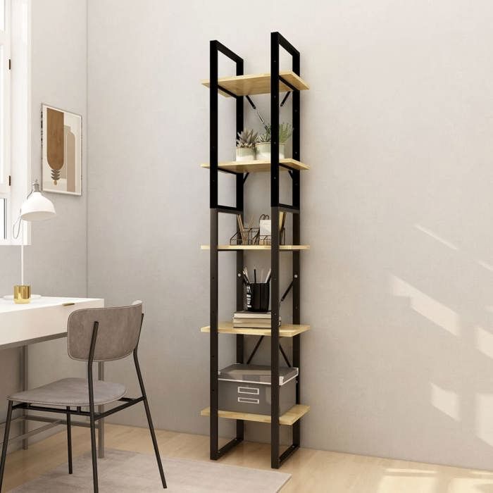 SALE 2025Bibliothèque Moderne - Colonne Étagère à 5 niveaux 40x30x175 cm Bois de pin 14 9 Kg 3368