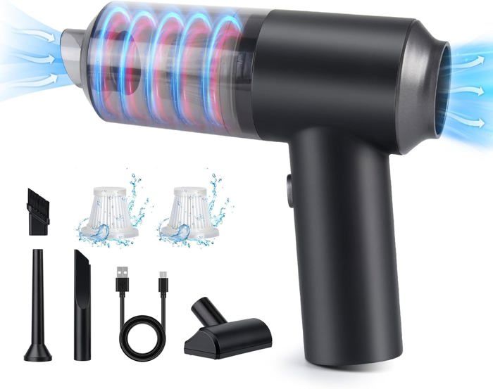 Aspirateur Voiture 4-en-1 Sans Fil – 25000 Pa, Souffleur, Gonfleur, 6000 MAh