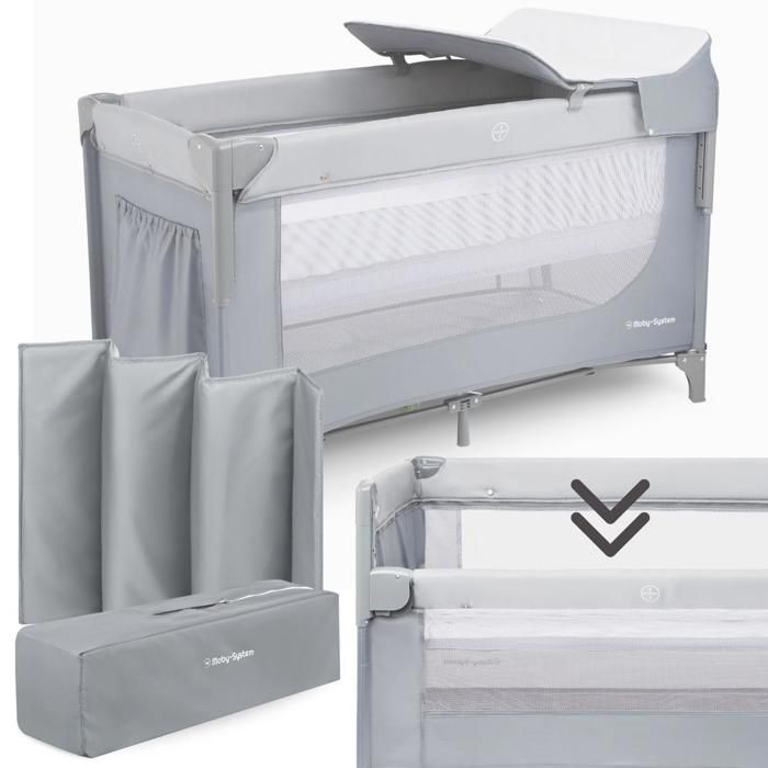 Lit Parapluie 3en1 Voyage Lit Dappoint & Parc Bébé Moby System Réglage latéral 4 niveaux Matelas 2 niveaux Plan à Langer Roues