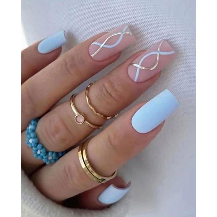 Kit Faux Ongles Violet Pailleté/Glitter - 12 Capsules Prêt à Poser + Colle - Neuf