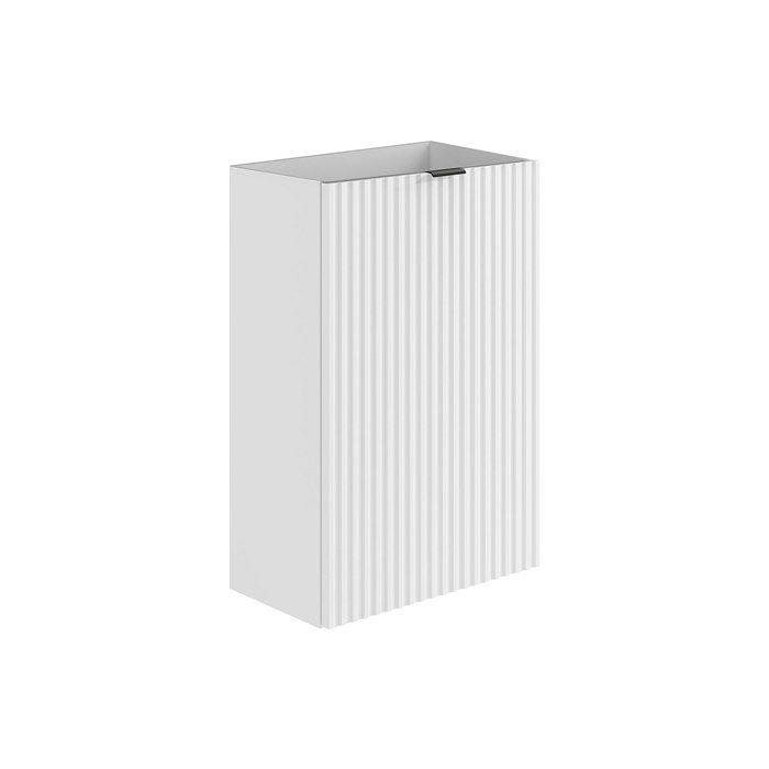 Meuble pour lave main strié porte réversible blanc - H60 x L40 x P22 - VAHIRA