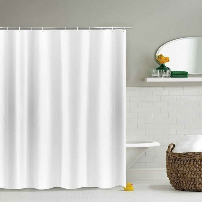 Rideau de Douche Extra Long Impermable et Anti-Moisissure 150 x 180 cm Blanc