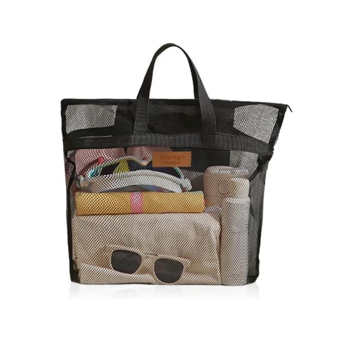 Sac de Douche Avec Poignée Sac de Plage en Maille Filet Shower Bag Panier de Douche Portable Sacs de Douche Camping Sacs de