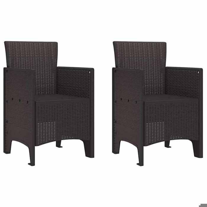 NEW 2025 Chaises de jardin - GKO - Fauteuil jardin - 2 pcs Rotin synthétique marron - size:53x49x85 cm @@3915