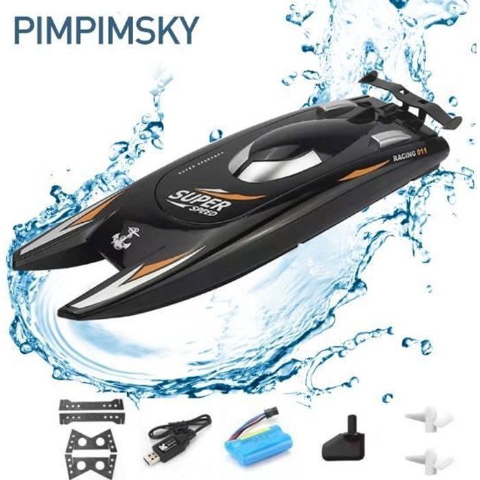 2.4G Bateau de course télécommandé à LED haute vitesse à quatre canaux avec écra