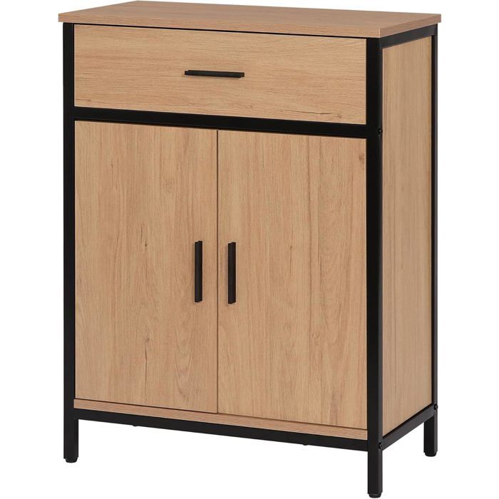 BYLUCAS Armoire Sur Pied Salle De Bain - Meuble Rangement 24x22x56cm - 1 Porte + 1 Étagère - Blanc