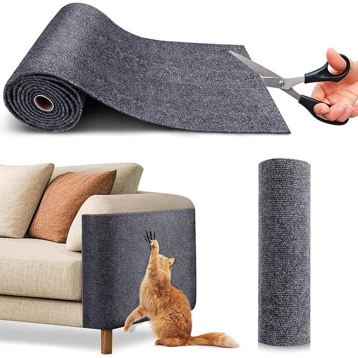 Film anti griffures autocollant pour canapé 200x40cm protection meubles contre chats gris foncé GRIFFOIR