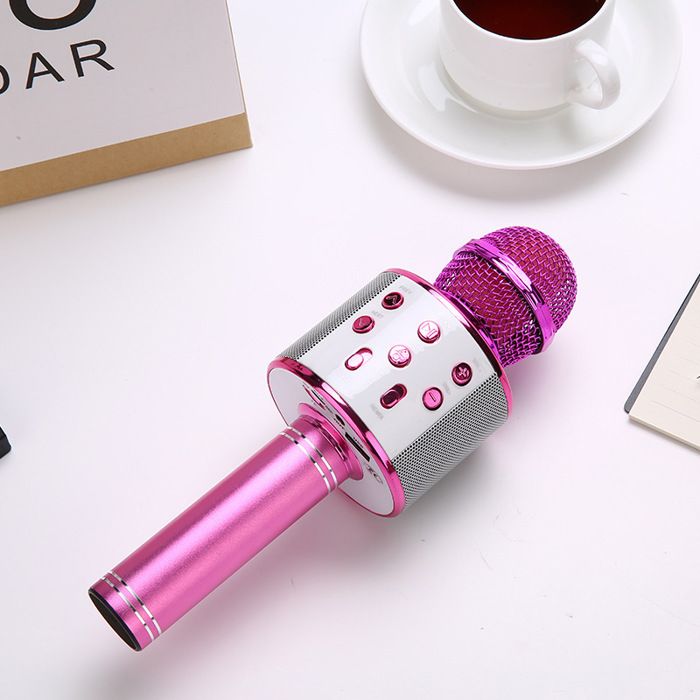 Micro Karaoké Enfant Bluetooth 5.3 Avec 2 Micros Sans Fil, Lumières LED Et Voix Magiques - Cadeau Fille Garçon 4-12 Ans (Rose)