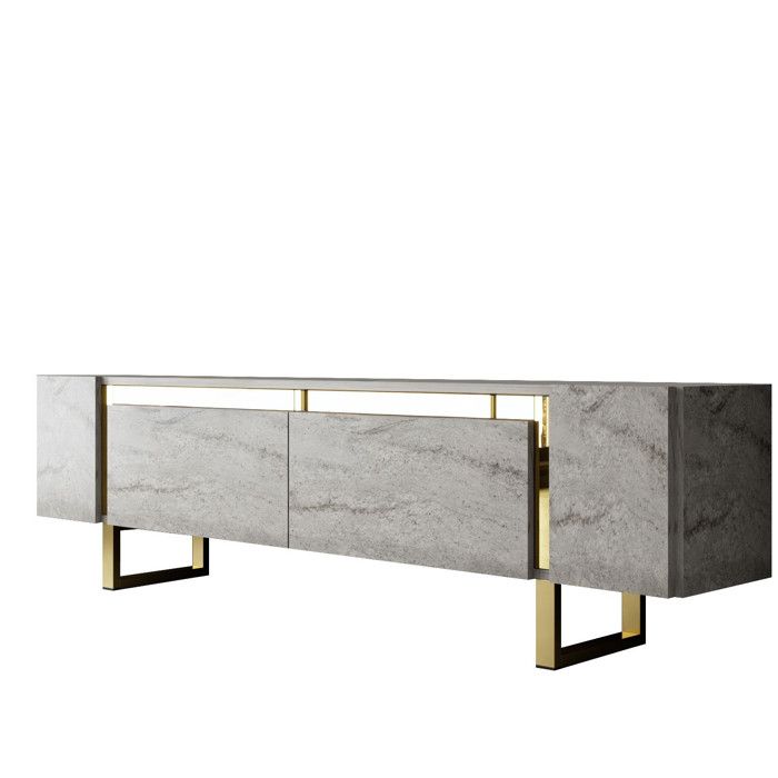 HANAH HOME Meuble TV en bois Yildiz - 180 x 30 x 50 cm - TravertinOr