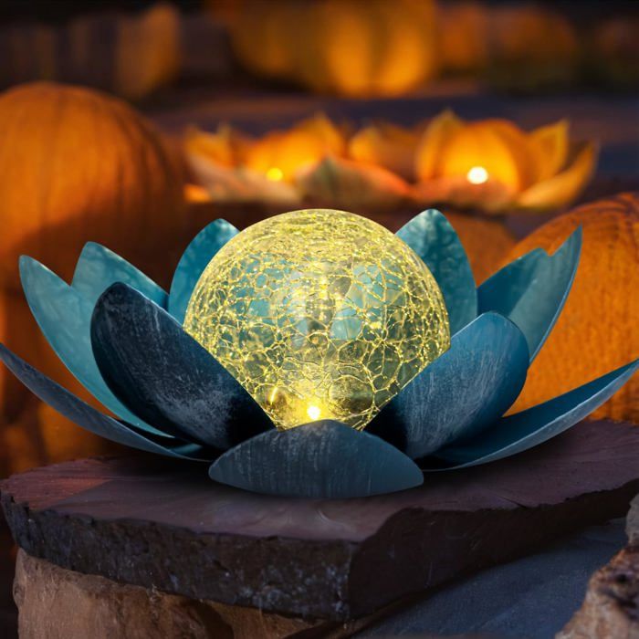 Lanterne solaire de jardin - SUTEO - Fleur de lotus - LED blanc chaud - 28x28x12 cm - IP65