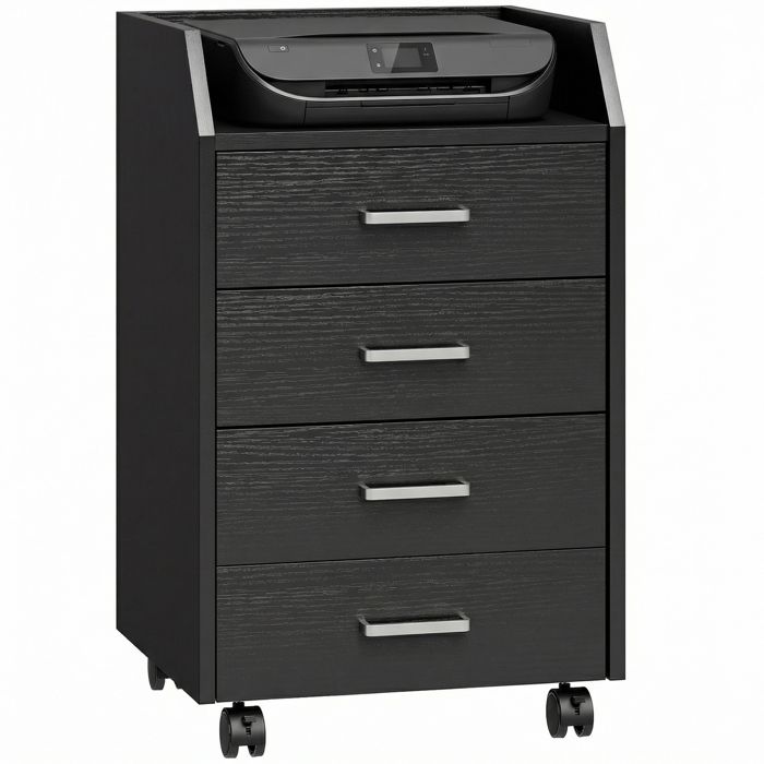 Caisson de bureau - Vinsetto - rangement à 4 tiroirs - mobile sur roulettes - bois - 40 x 36 x 65 cm - noir Caisson de bureau - Vinsetto - rangement à 4 tiroirs - mobile sur roulettes - bois - 40 x 36 x 65 cm - noir