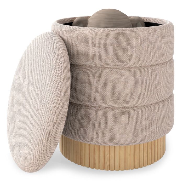 Tabouret de Rangement COSTWAY 35L - 43 x 46 cm (D. x H) avec Couvercle Amovible pour Salon Chambre Coiffeuse