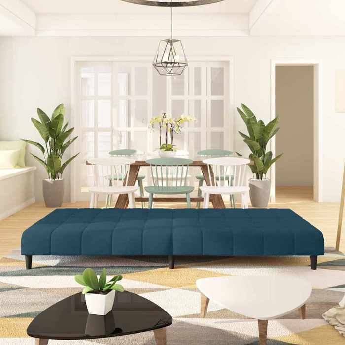 Sales SeasonCanapé convertible 2 places - SHELD - CLIC-CLAC/Sofa-lit - Bleu Velours 200x84 5x69cm C5269900