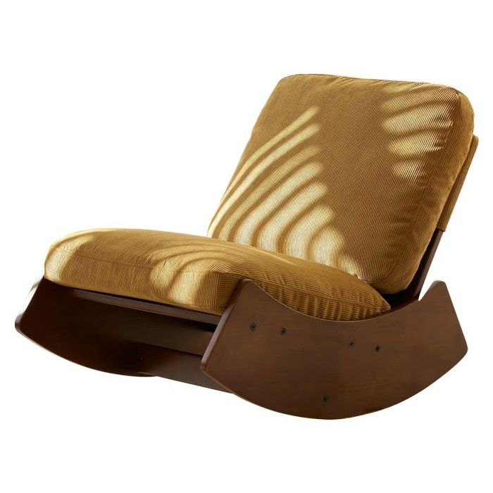 Fauteuil À Bascule Berçant 90x61.5x71.9cm Confort Haute Qualité Bois Massif Idéal Salon Chambre Lecture Orange