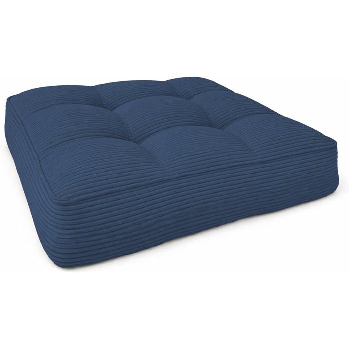 Coussin dAssise Jardin 70x70x10 cm en Velours Côtelé Corduroy Oeko-Tex - Bleu Marine