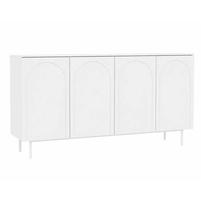 Commode - 3XE LIVING - 161 x 42 x 87 6 cm - Blanc - Panneaux de particules mélaminé - Push to open