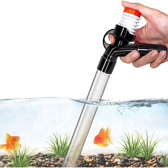 Nettoyeur de gravier pour aquarium - Longue buse pour changement deau Filet de filtre 3D protecteur - Kit complet