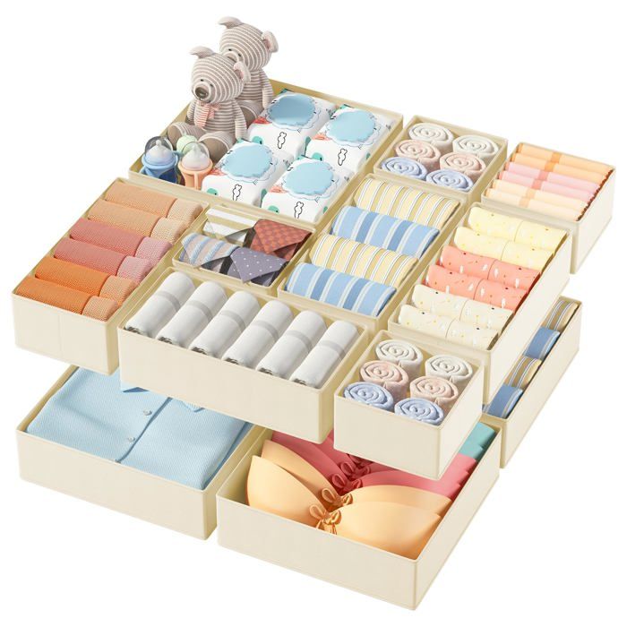 Rangement Vetement - Rangement Tiroir ganisateur de Tiroir ganisateur Dressing en Tissu pour Beige Lumineux L HOUSSE DE RANGEMENT