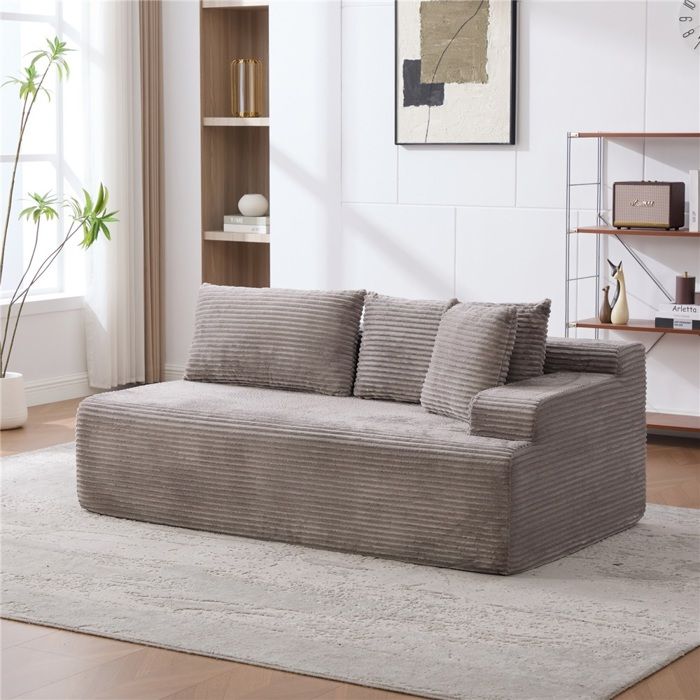 Canapé modulaire compressé gris Chenille mousse 30D haute résilience prêt à lemploi sans montage méridienne incluse pour salon Canapé modulaire compressé gris Chenille mousse 30D haute résilience prêt à lemploi sans montage méridienne incluse pour salon