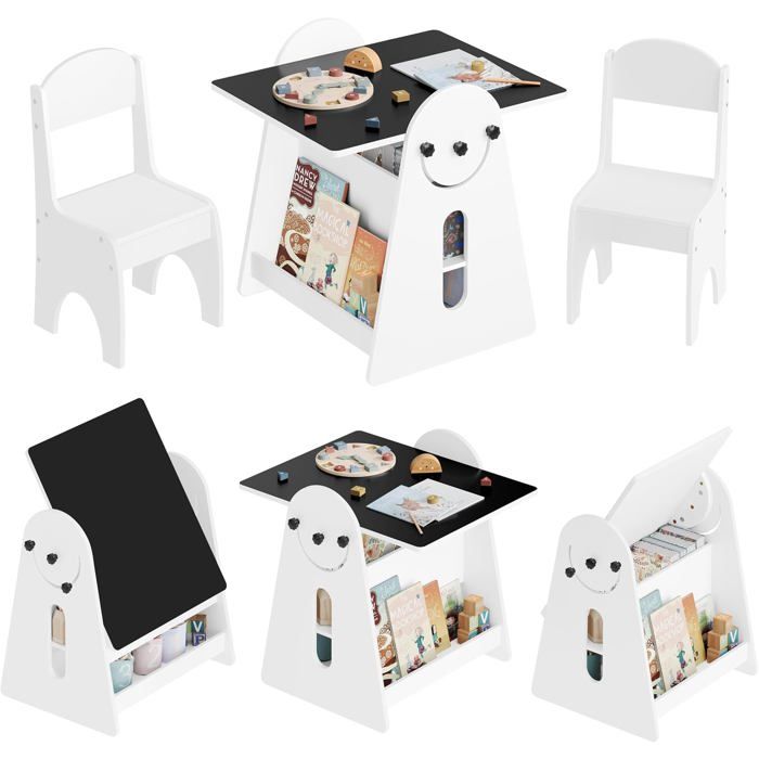 Table enfant avec 2 chaises - WOLTU - 2 en 1 : table d’activités et chevalet - Plateau pivotant