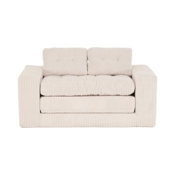 Canapé-lit convertible 2 places 140 x 85 x 54 cm velours côtelé mousse à mémoire de forme beige sans montage