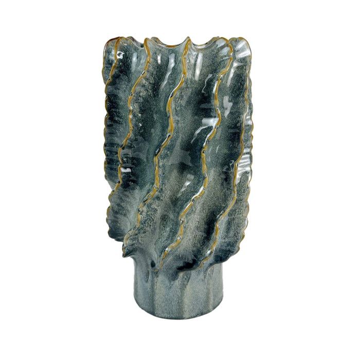 Vase sur pied Vague bleu H37 5 cm - Amadeus