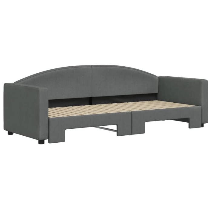 Lit de jour avec gigogne 80 x 200 cm en tissu gris foncé - Sans matelas - Lit gigogne - 1 personne - Sommier à lattes_FR69396