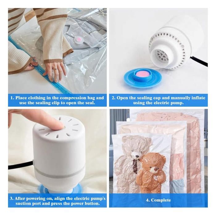 Pompe à Vide Électrique pour Sac Rangement Sous Vide - Mini Pompe Portable Voyage & Déménagement - Aspiration Rapide & Puissante