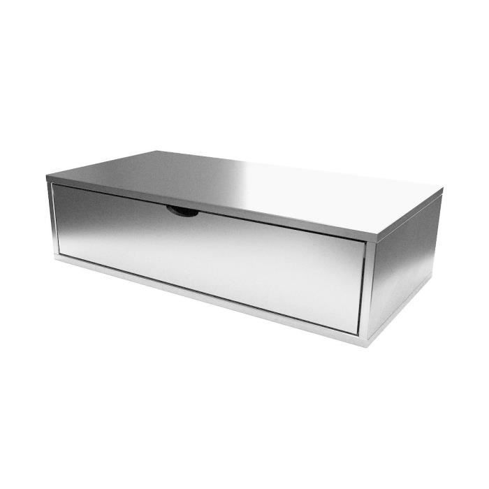 cube de rangement longueur 100 cm + tiroir - couleur - gris aluminium