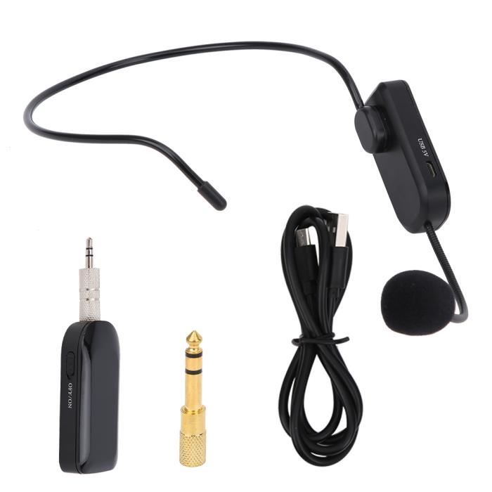 Akozon microphone 2.4G Tête de Microphone sans fil 2.4G portant 3.5mm 6 ...