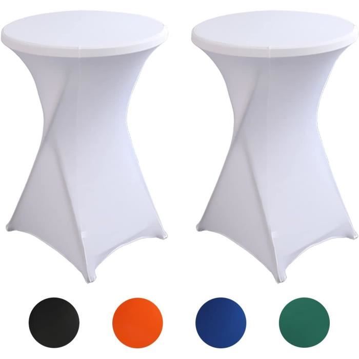 IDMarket - Lot De 2 Tables Hautes Pliantes 105 CM Et 2 Housses Blanches
