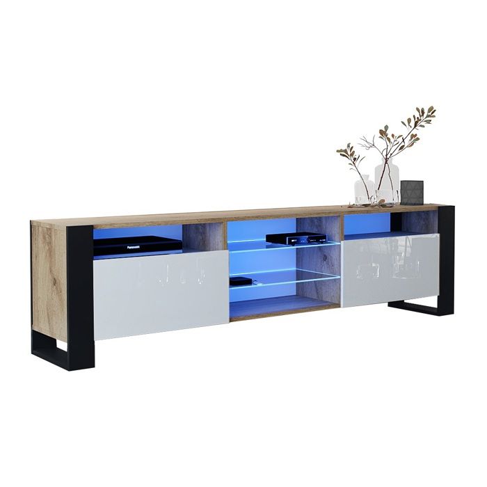 Meuble tv Bellini laqué blanc/cheneL 170 X H 50 X P 41