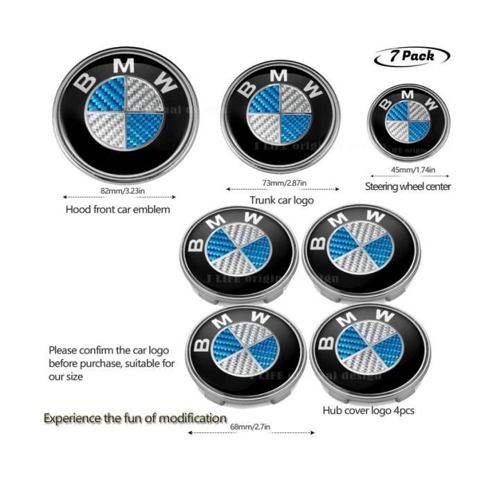 Emblème en fibre de carbone bleu BMW 7 pièces