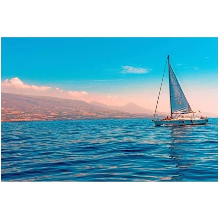 DCIDBEI Diamond Painting Adulte Bateau à Voile Coucher De Soleil 40x50 Cm – Kit Complet Perles Ronde Mer Plage Dorée