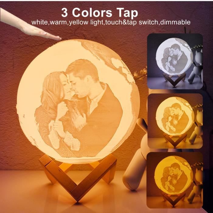 Lampe 3D Personnalisée Avec Photo - Cœur