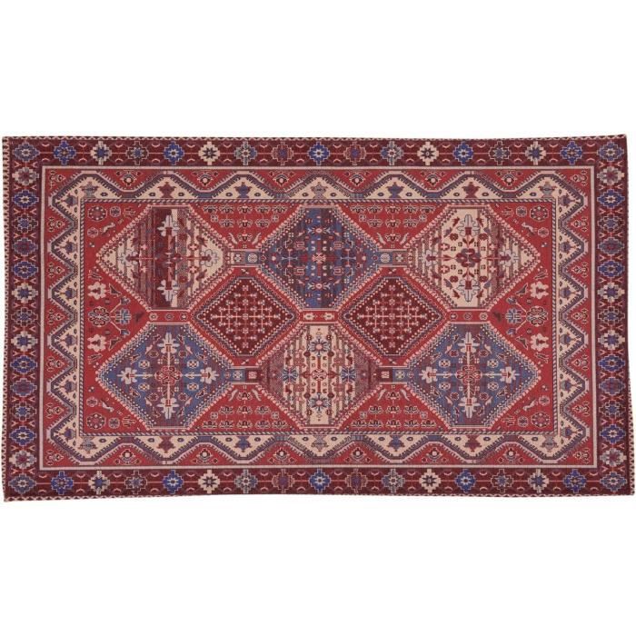 Tapis Salon Vintage Lavable Machine GENIMO 140x200 Cm - Dessous Antidérapant, Vert, Pour Chambre, Cuisine, Entrée - 10