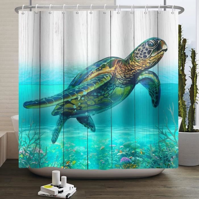 Rideau De Douche Tortue Mandala-Motiv - 175x180 Cm - Polyester Multicolore - Marque Abakuhaus - Neuf