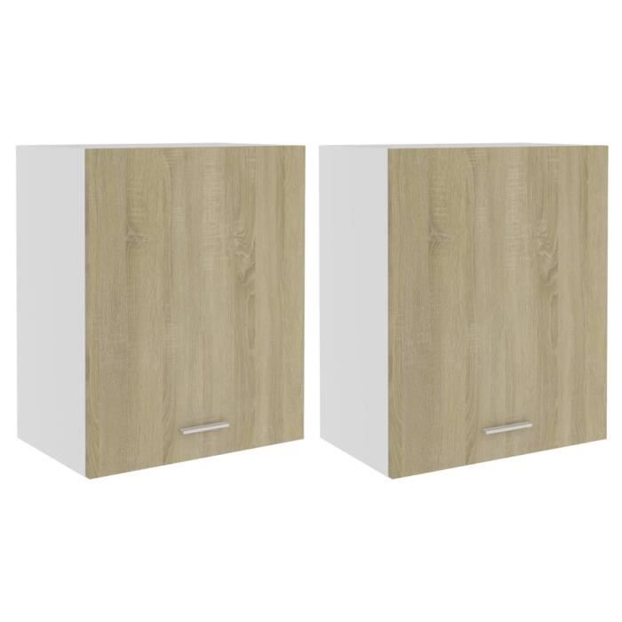 2 pcs Armoires suspendues - Chêne sonoma 50x31x60 cm Aggloméré A8050