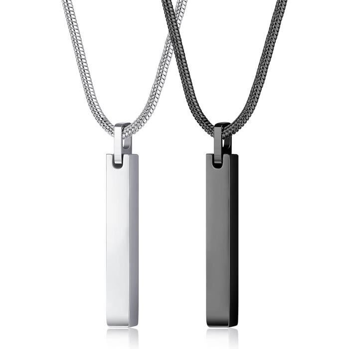 Collier Homme COAI En Acier Inoxydable Avec Pendentif Barre - Neuf Avec étiquettes