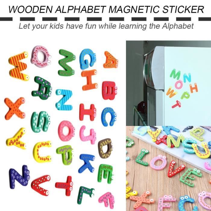 Lettres magnétiques enfants Kids Alphabet Aimants en MAJUSCULES d'apprentis O8P0 