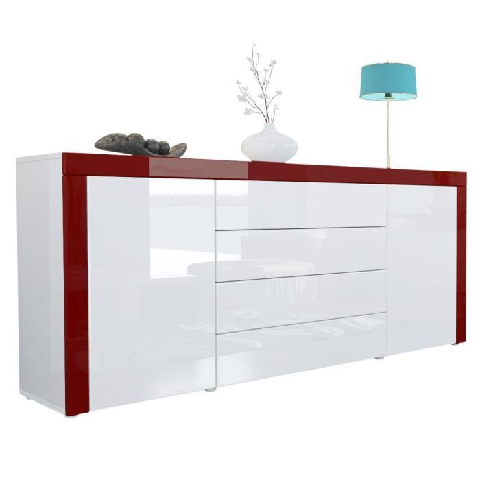 Vladon Buffet commode La Paz en Blanc haute brillance - Blanc haute brillance - Bordeaux haute brillance Vladon Buffet commode La Paz en Blanc haute brillance - Blanc haute brillance - Bordeaux haute brillance