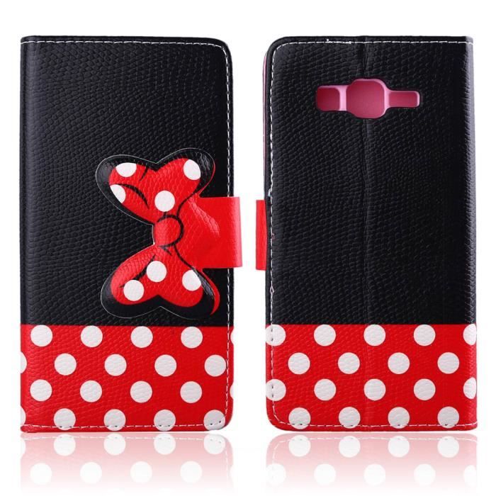 MOONCASE Galaxy Grand Prime Case [Cute Rouge Bowknot] Housse en Cuir ...