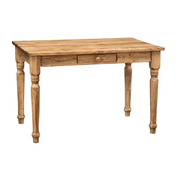 table à rallonge  en bois massif de tilleul, finition noyer - l4086-nt
