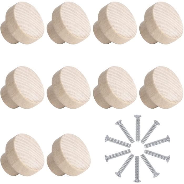 Boutons De Tiroir Ronds En Bois – Poignées Pour Meubles Et Armoires – Modèle SODIAL