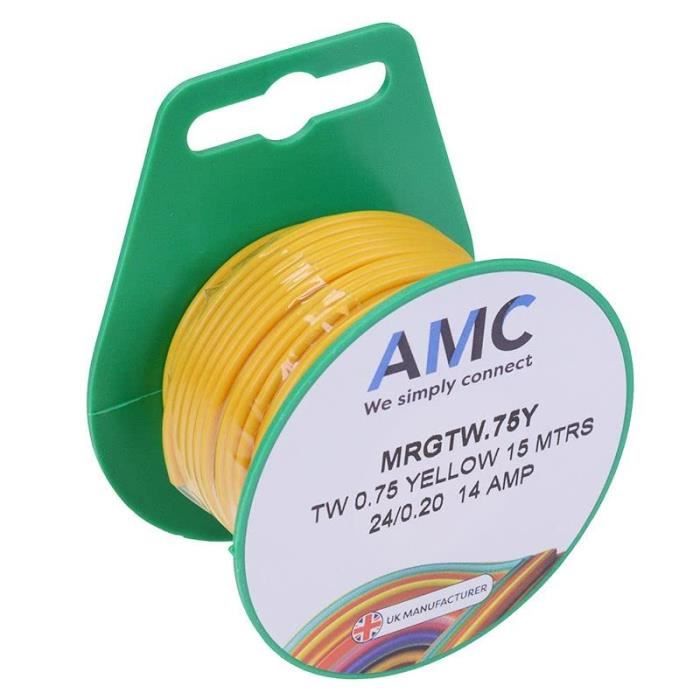 Câble Voiture 1,5 Mm² - Monocœur Paroi Mince - 10M à 500M - Ampérage 21A - Marque AMC