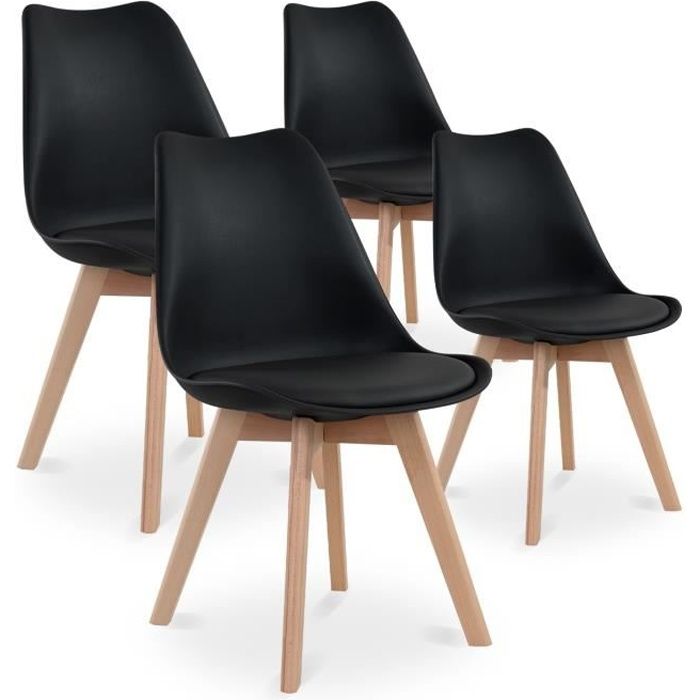 Lot de 4 chaises style scandinave Catherina Noir  Cdiscount Maison