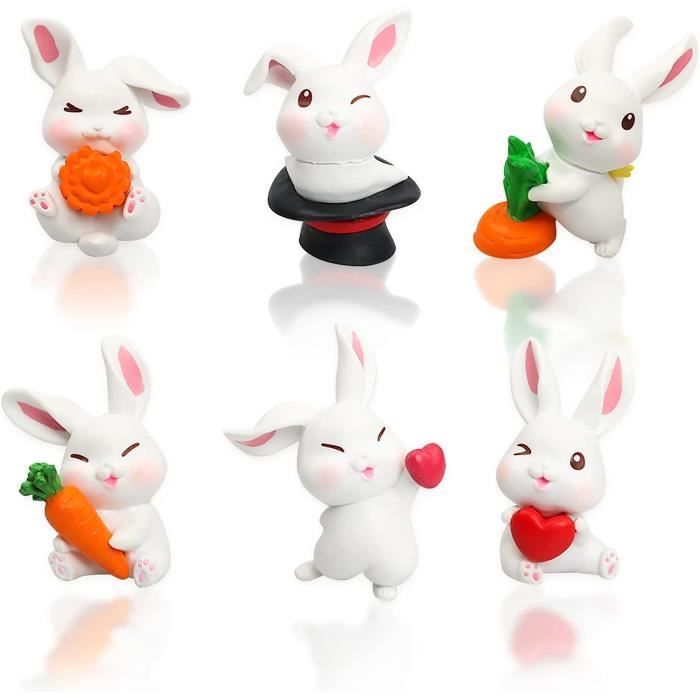 4pcs manger la lapin - Figurine de pâques lapin blanc, Micro