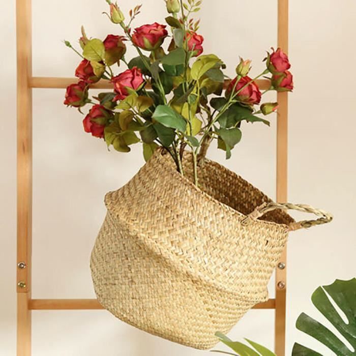 Suspension fleur panier paille panier suspendu tissage pot de fleur en rotin panier
