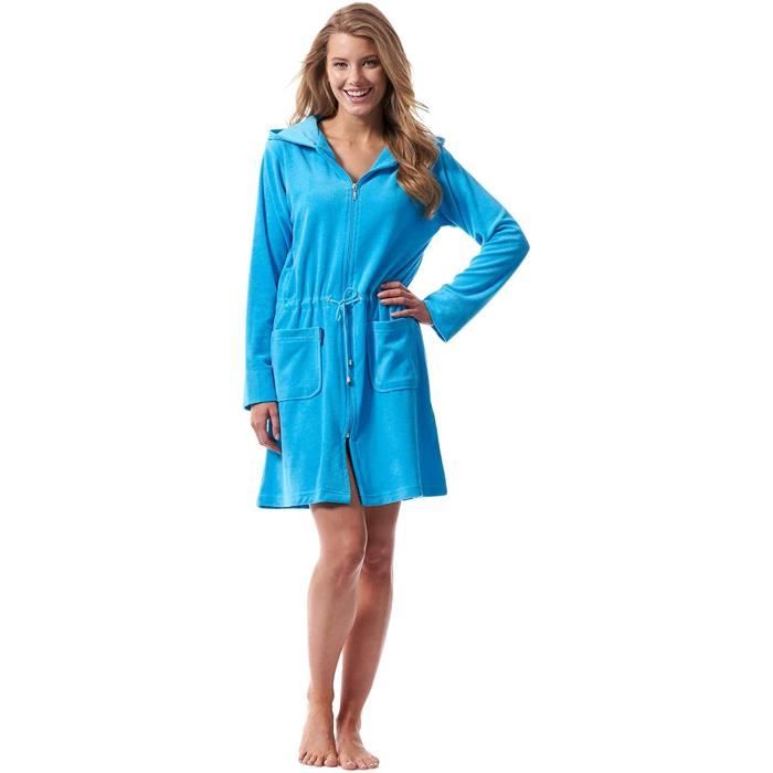Peignoir Femme Fermeture Eclair Zippe Capuche Leger Court 231 Cdiscount Maison