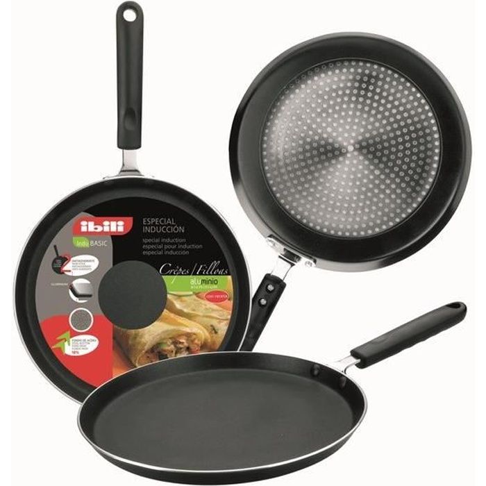 IBILI - Poêle à crêpes Indubasic, 28 cm, Aluminium, Antiadhésif, Compatible avec l’induction